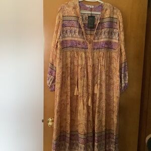 R. Vioimos Maxi Floral Boho Dress size L Purple Long Sleeve